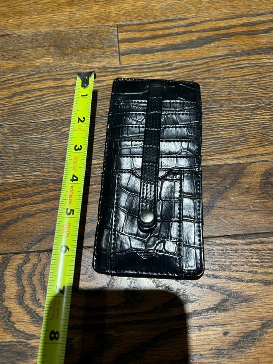 Handbags - Black Croc-Embossed Snap Tab Wallet